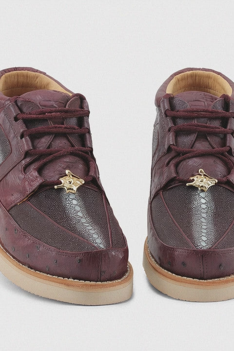 Los Altos Casual Burgundy Genuine Stingray / Ostrich Shoes