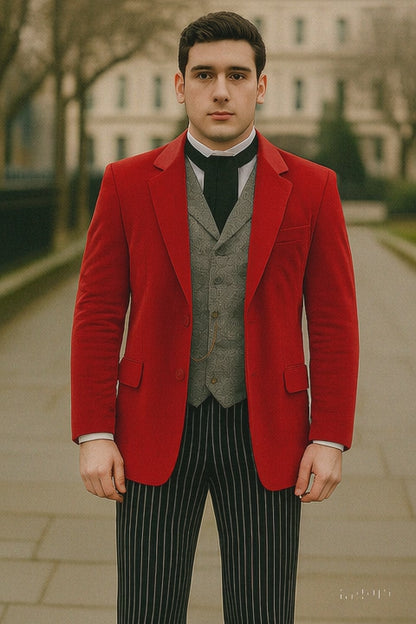 Red Velvet Roderick Smoking Jacket – Luxurious Men's Wear