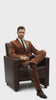 Mens Brown Velvet 2-Piece Suit – Luxury Slim Fit Formal Blazer and Pants Set in Rust Copper Color