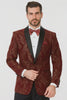 Mens 2 Button Paisley Glitter Tuxedo in Burgundy