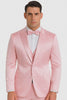 Dusty Rose Satin Double Breasted Peak Lapel 3 Piece Skinny Fit Tazzio Men's Suit with Matching Bowtie
