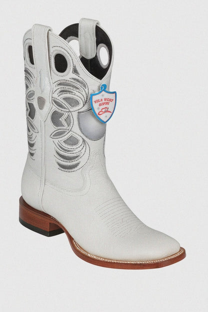 Wild West Botas de Panza de Avestruz Horma Square Toe White