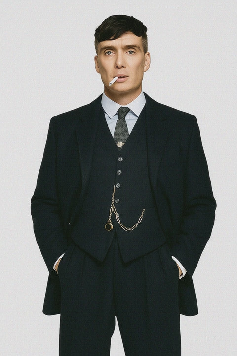 Mens Costume Thomas Shelby Vested Suit & Overcoat