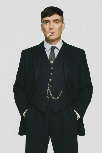 Mens Costume Thomas Shelby Vested Suit & Overcoat