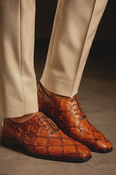 Marco Di Milano Olivieri Cognac Pirarucu Dress Shoe Oxfords