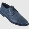 Los Altos Navy Lizard Crocodile Cap Toe Shoes