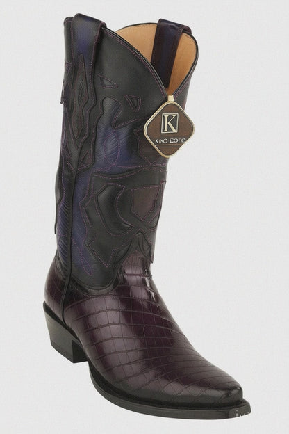 Men's King Exotic Snip Toe Eel Boots Handcrafted Burnished Purple (494RD0866)