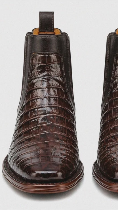 Mens Short Caiman Print Boots