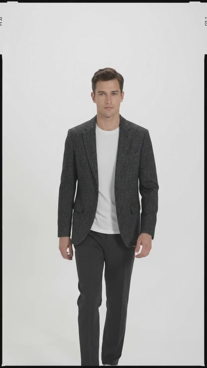 Men’s Navy Blue Velvet Tuxedo Jacket – Two Button Peak Lapel Wedding & Prom Dinner Blazer
