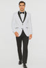 Mens 2 Buttton Slim Contrast Peak Lapel Tuxedo in White