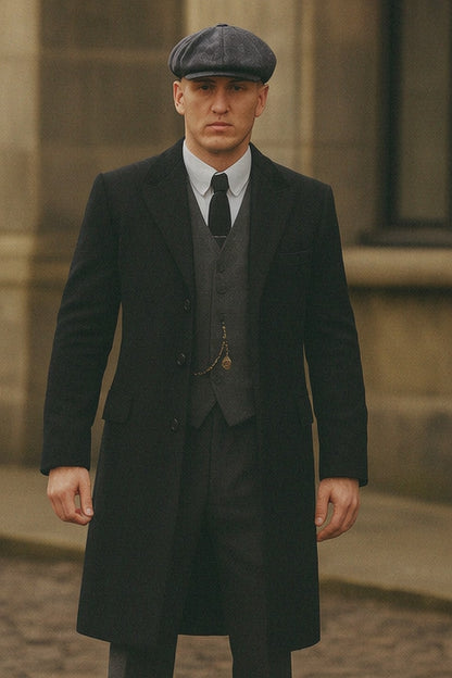 Mens Peaky Blinders Costume Thomas Shelby Suit & Overcoat