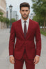 Mens Basic 2 Button Classic Fit Poplin Suit in Dark Red Light Burgundy