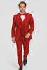 Italian Red Wool 3-Piece Modern Fit Tuxedo