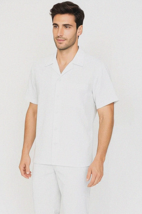 Mens Walking Suit in Color White Leisure Suit Casual Matching Shirt and Pants $99
