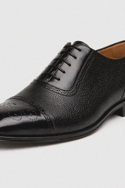 Mens Mezlan Murino Calf & Deerskin Cap Toe Dress Shoe in Black