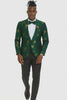Men's slim fit hunter green and gold paisley prom and wedding tuxedo jacket