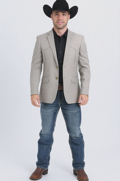 Western Blazer - Saco Para Hombre - Mens Double Button Western Beige Blazer