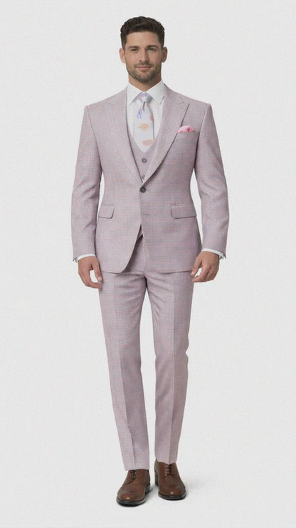 Rossiman Suits Brand - Plaid Textured Double breasted Style - Windowpane Pattern in Color Sharkskin Gray