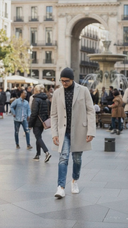 Light Tan Overcoat - Beige Sand Color Light Wool Carcoat