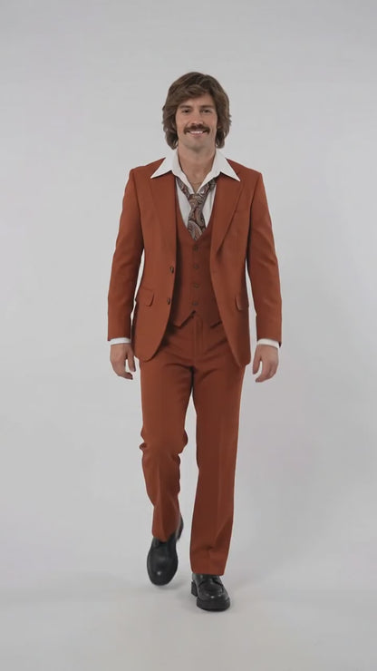 Men’s Burnt Orange 3-Piece Suit – 1970s Disco, Retro Rockabilly, Prom and Party Suit