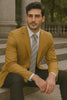 Mens 2 Button Poplin Dress Blazer in Gold