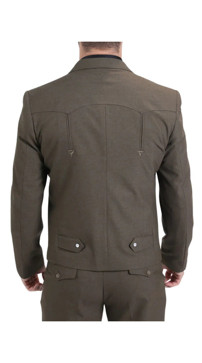 Men's Brown Western Suit 2-Piece - Cowboy Suit with Western Yoke & Pearl Snaps