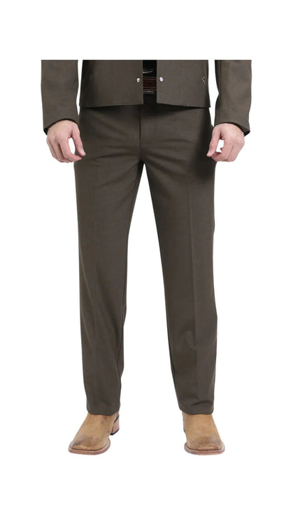 Men's Brown Western Suit 2-Piece - Cowboy Suit with Western Yoke & Pearl Snaps