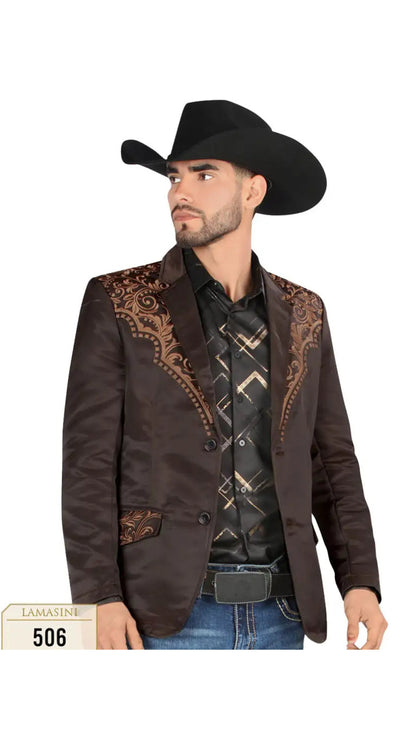 Lamasini Men's Embroidered Western Blazer – Slim Fit (ID 506)