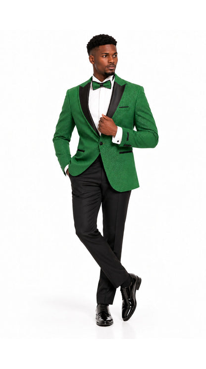 Mens Emerald Green Tuxedo - New Year Christmas Sequin Sparkly Shiny Dinner Jacket + Pants