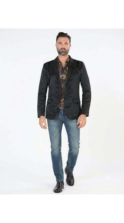 Montero Men's Embroidered Western Blazer – Slim Fit (ID 2173)