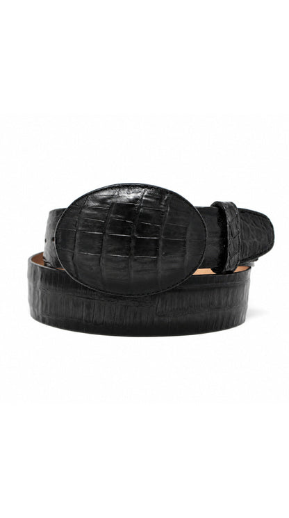 Los Altos Caiman Belly Belt- Black