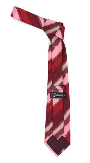 Burgundy & Pink Zig-Zag Brushstroke Striped Necktie & Pocket Square Set