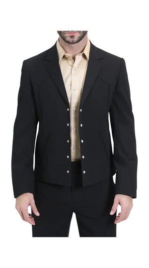 Men's Black Western Suit 2-Piece - Cowboy Suit with Western Yoke & Pearl Snaps