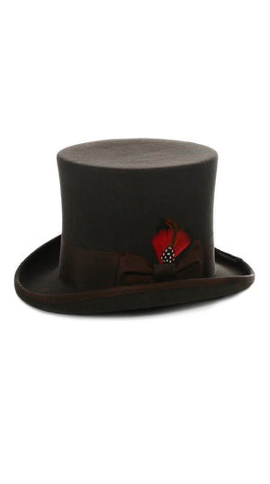 Brown Wool Felt Top Hat for Men