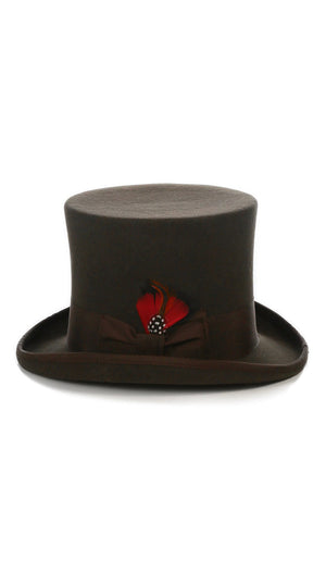Brown Wool Felt Top Hat for Men