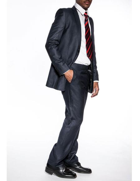 Extra Slim Fit Navy Blue Suit for Men – Sleek Look for Prom or Wedding