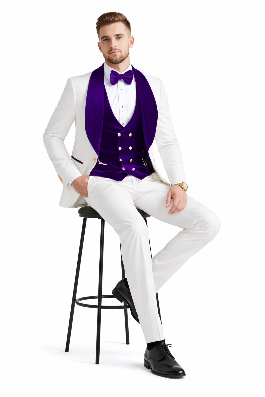 Purple Prom Suit - Purple Prom Outfit -White and Purple Prom  Tuxedo