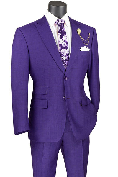Purple Windowpane 2 Piece Modern Fit Suit 1 SO1MRW-1_PURPLE_36S  - from alligatorwarehouse.com