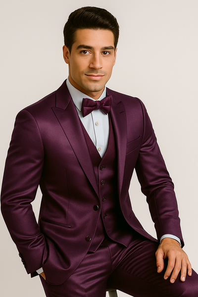 Elite purple Satin Suit – Wedding -Prom 1 M390SK-11-34s  - from alligatorwarehouse.com