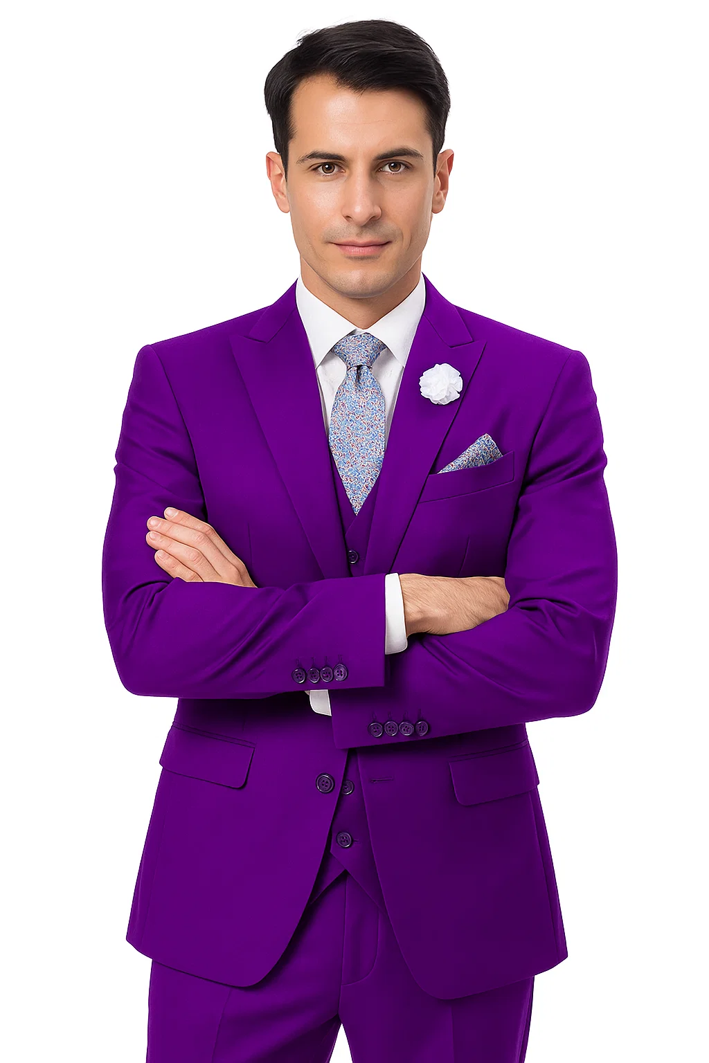 Purple Peak Lapel Suit – Men's 3-Piece with Double Breasted Vest 6   - from alligatorwarehouse.com