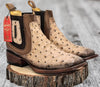 Men's Quincy Ostrich Print Leather Square Toe Ankle Boots 4 Q82B0311-060  - from alligatorwarehouse.com