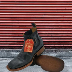 Men's Caiman Belly Print Leather Square Toe Ankle Boots