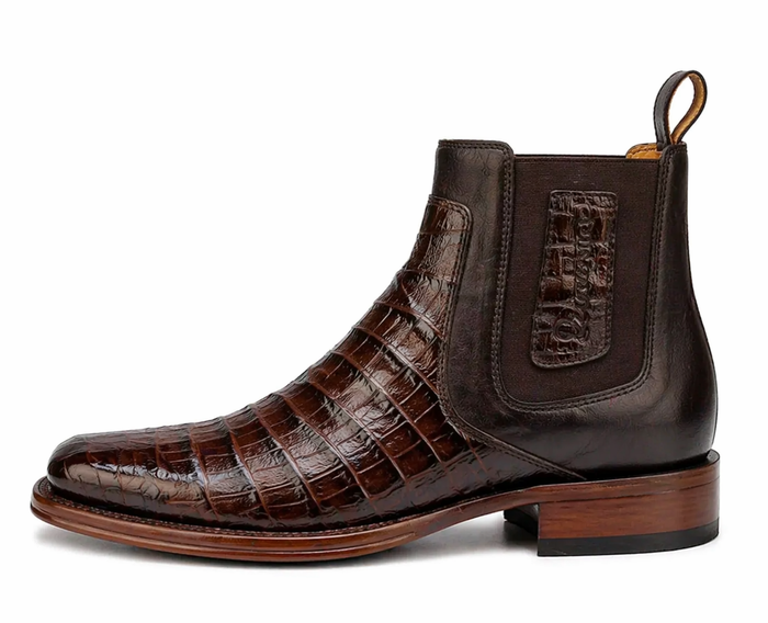 Mens Short Caiman Print Boots