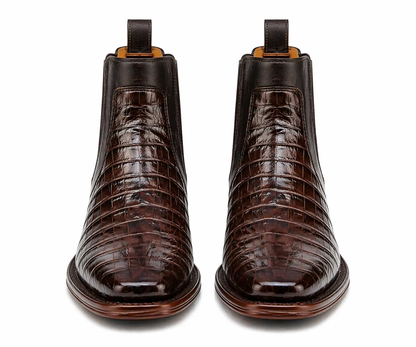Mens Short Caiman Print Boots