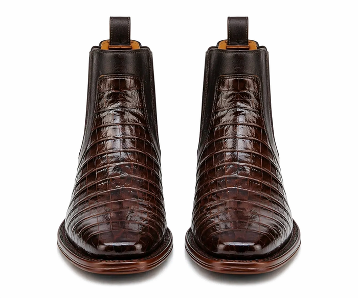 Mens Short Caiman Print Boots
