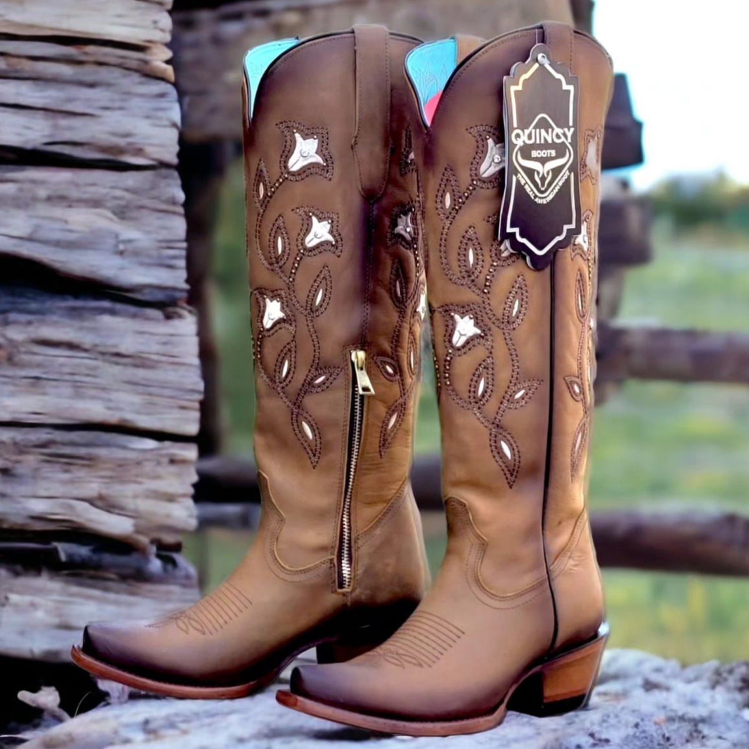 Tall Brown Cowgirl Boots Snip Toe 1   - from alligatorwarehouse.com