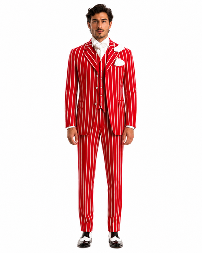 Red and White Pinstripe Zoot Suit - Gangster 1920s Pinstripe Suit - Mens  Fashion Suit