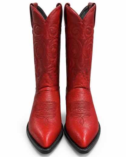 Men's Los Altos Boots Smooth Ostrich Red Cowboy Boots J-Toe
