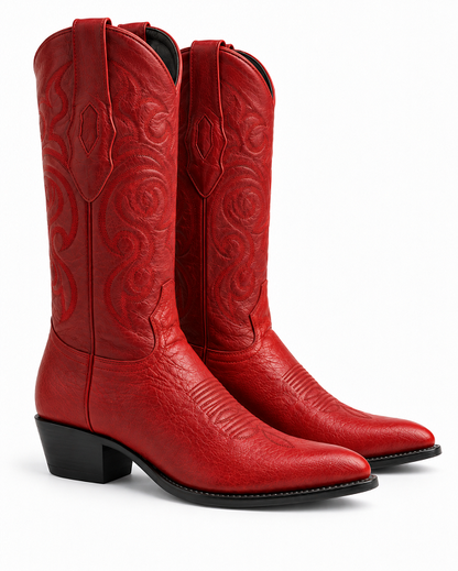 Men's Los Altos Boots Smooth Ostrich Red Cowboy Boots J-Toe