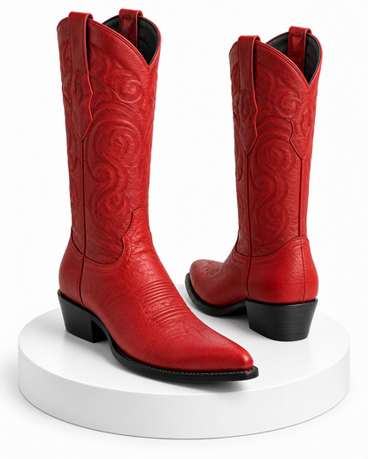 Men's Los Altos Boots Smooth Ostrich Red Cowboy Boots J-Toe